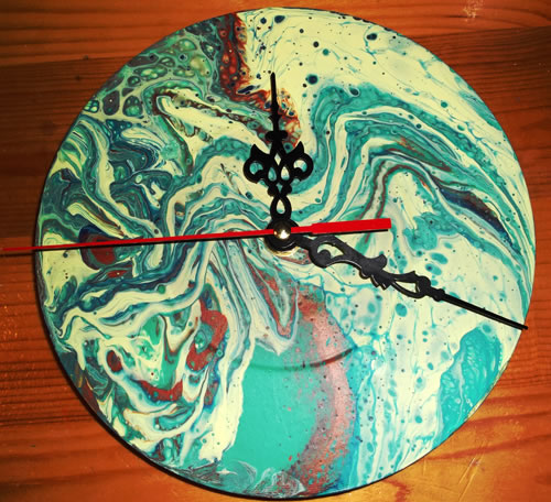 Clock Fluid Acrylic Art 0002