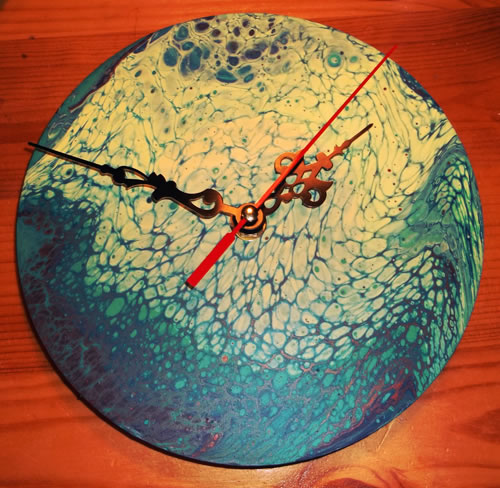 Clock Fluid Acrylic Art 0003